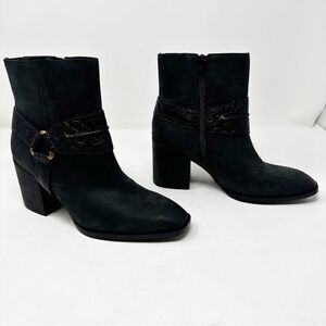 Vionic Carnelia Black Leather Water Resistant Western Boot Heeled Size 6.5